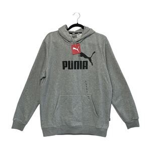 PUMA Essentials Big Logo Hoodie Sweatshirt NWT Men's Sz L Medium Gray Fleece
